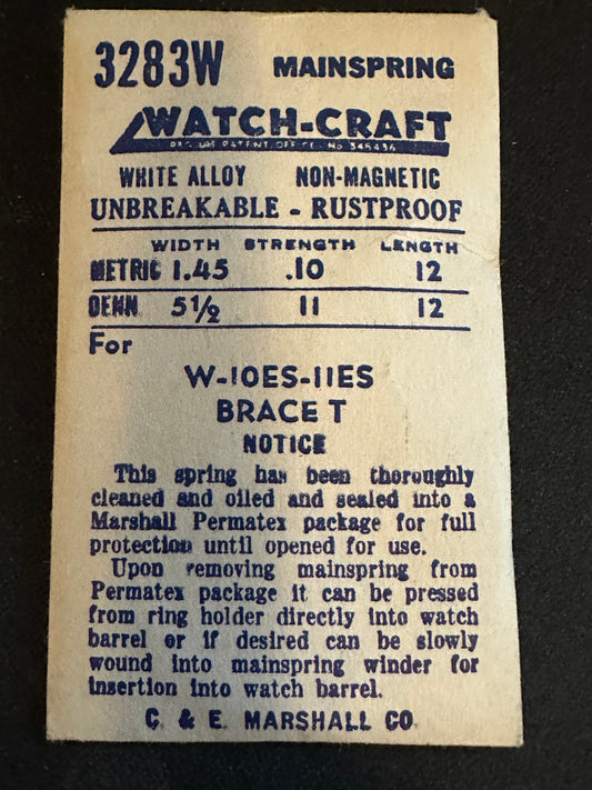 Watch-Craft Mainspring 3283W for Wittnauer caliber 10ES, 11ES - Alloy