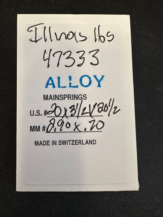 Alloy Mainspring for 16s Illinois No. 47333