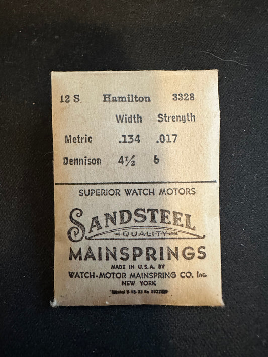 Sandsteel Mainspring for Hamilton 12s No. 3328 - Steel