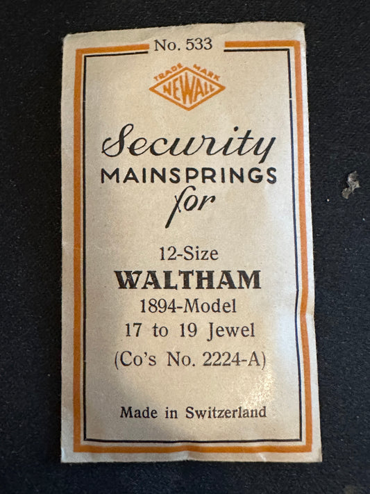 Newall Security Mainspring #533 for 12s Waltham No. 2224A - Steel
