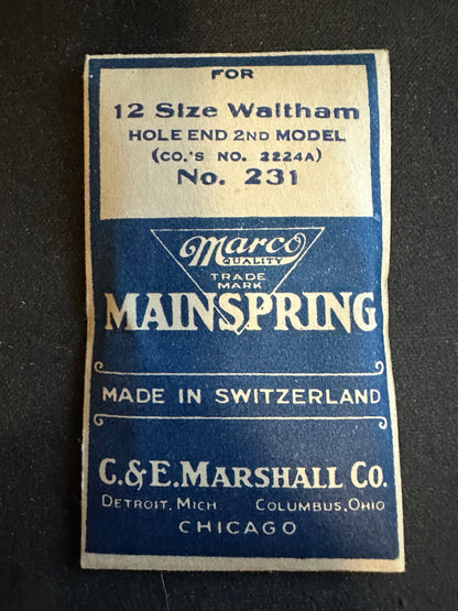 Marco Mainspring No.231 for 12s Waltham 17j No. 2224A - Steel