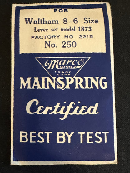 Marco Mainspring #250 for 6s & 8s Waltham Factory No. 2215 - Steel