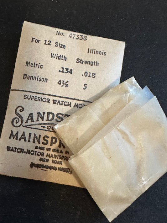 Sandsteel Mainspring for Illinois 12s Factory No. 47338 - Steel