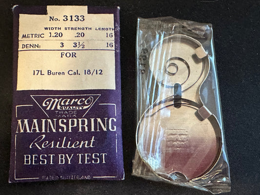 Marco Mainspring #3133 for 17 ligne Buren caliber 18/12 movements - Steel