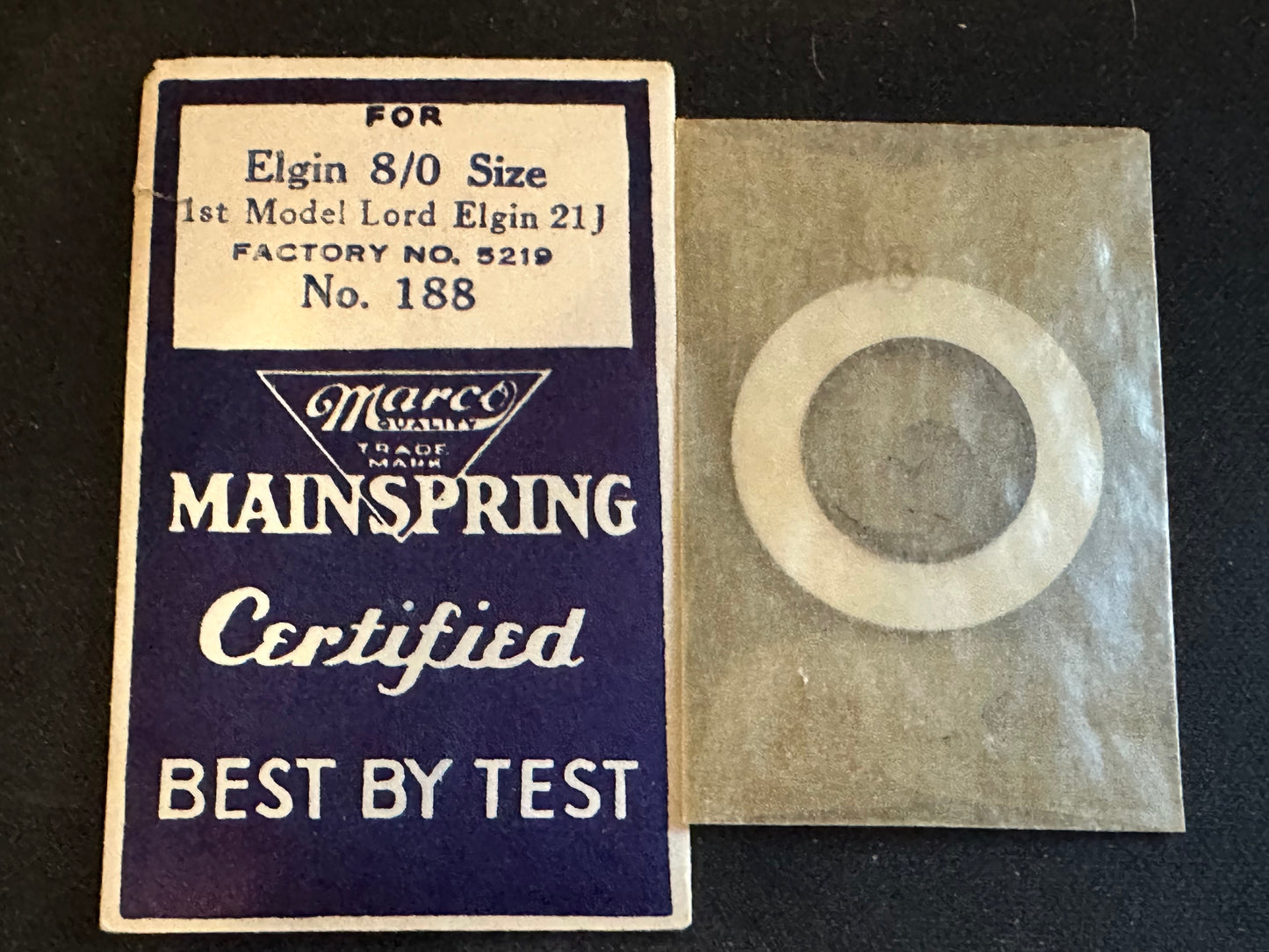 Marco Mainspring #188 for 8/0s Elgin 21j Movements No. 5219 - Steel