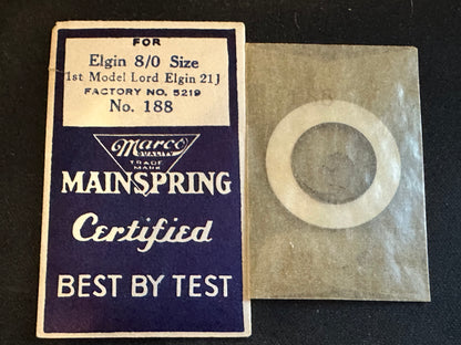 Marco Mainspring #188 for 8/0s Elgin 21j Movements No. 5219 - Steel