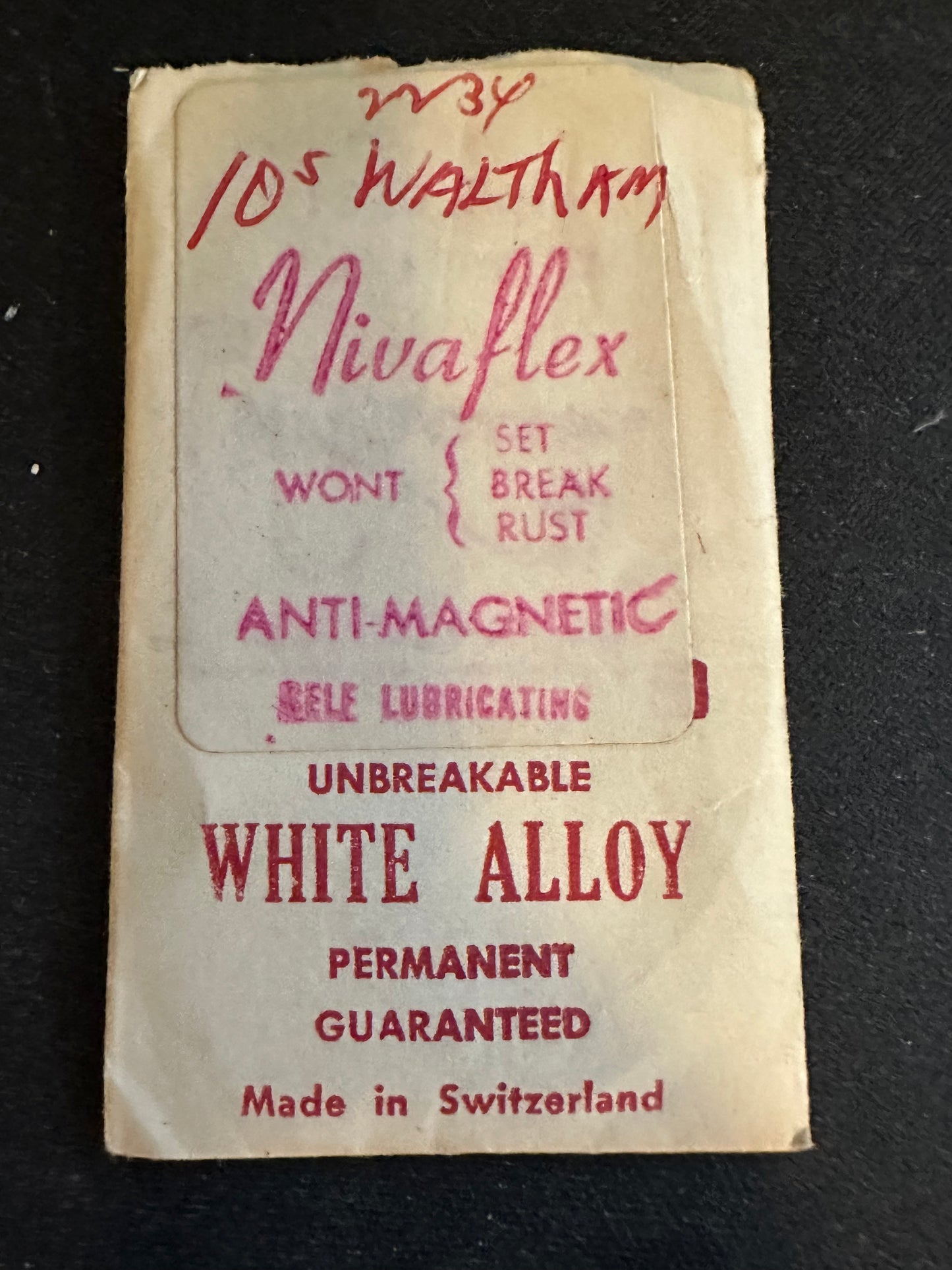 Nivaflex Mainspring for Waltham 10s / 12s / 14s Colonial A No. 2234 - Alloy