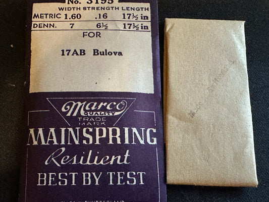 Marco Mainspring #3195 for Bulova caliber 17AB - Steel