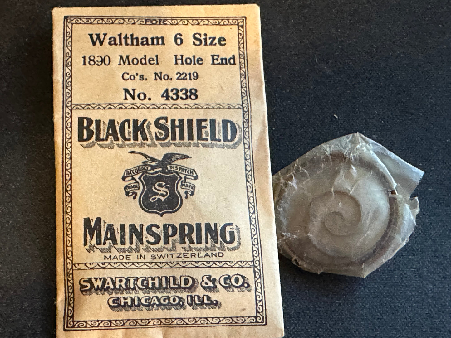 Swartchild Black Shield Mainspring for Waltham 6s Factory No. 2219 - Steel