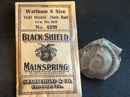 Swartchild Black Shield Mainspring for Waltham 6s Factory No. 2219 - Steel