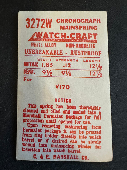 Watch-Craft Mainspring 3272W for Venus caliber 170 Chronograph - Alloy