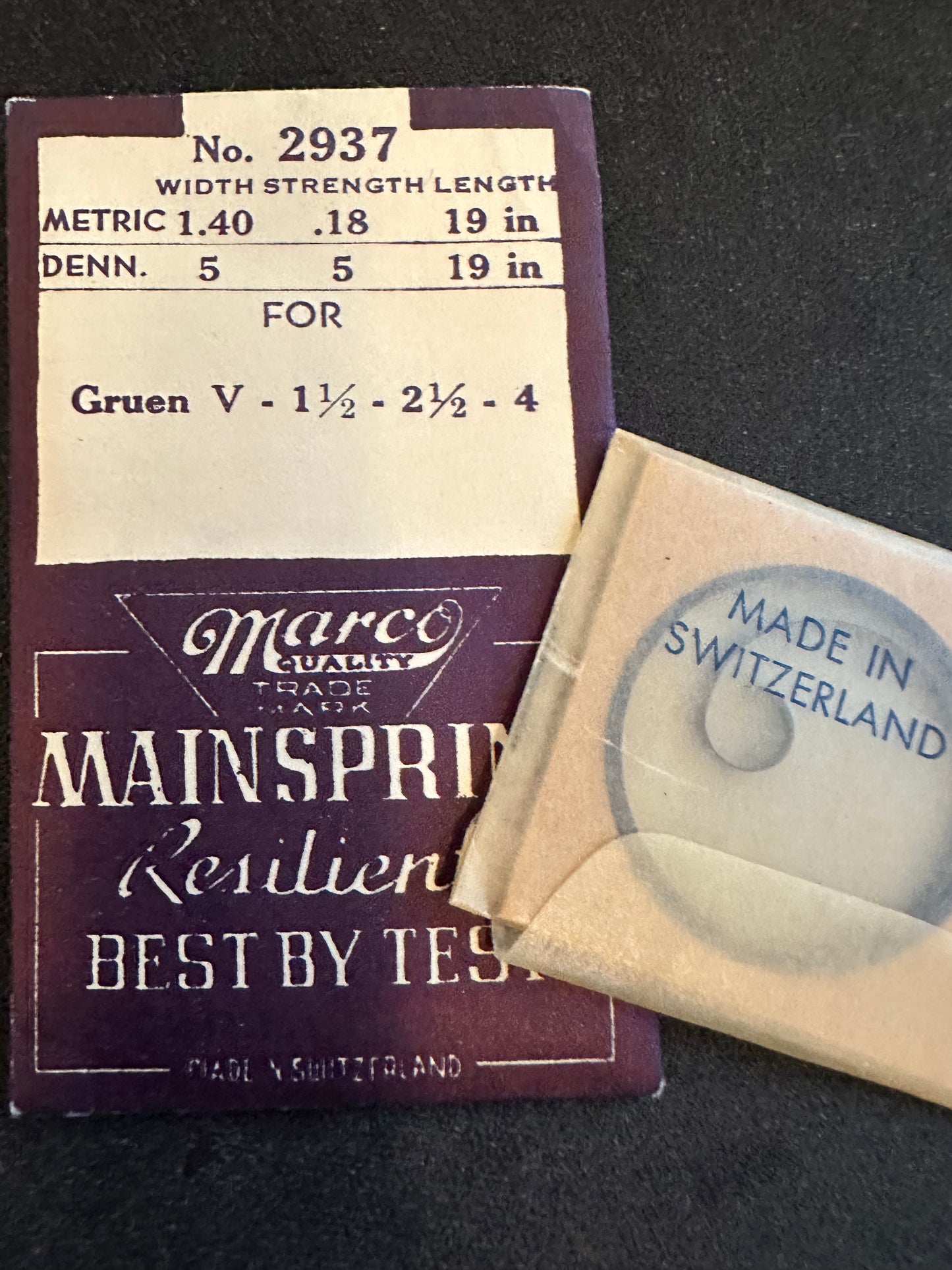 Marco Mainspring #2937 for Gruen Veri-Thin V, 1½, 2½, 4 - Steel