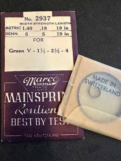 Marco Mainspring #2937 for Gruen Veri-Thin V, 1½, 2½, 4 - Steel
