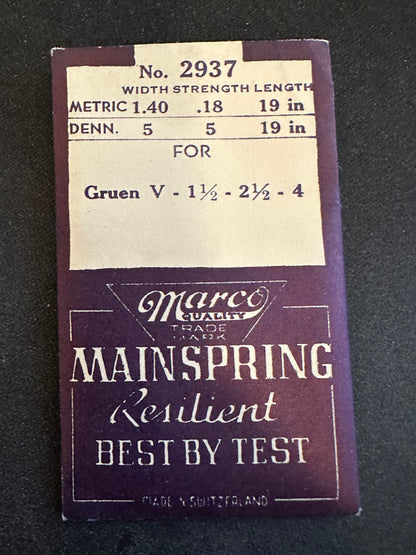 Marco Mainspring #2937 for Gruen Veri-Thin V, 1½, 2½, 4 - Steel
