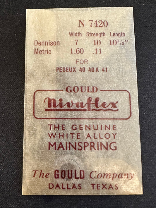 Nivaflex Unbreakable Mainspring N7420 for Peseux 40, 40A, 41 - Alloy