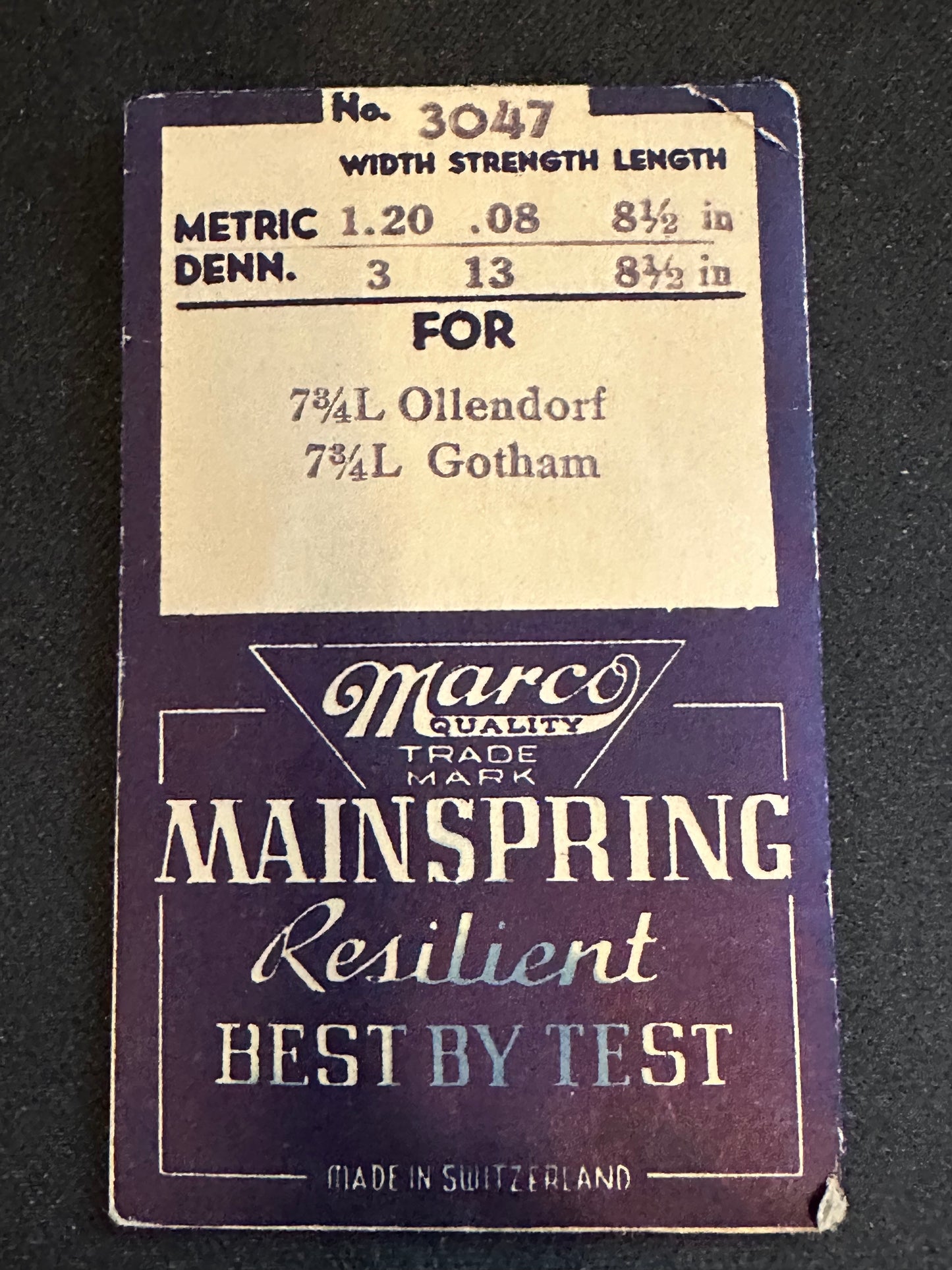 Marco Mainspring #3047 for Bulova 7AT, MST 288, Movado 780, Tavannes 354 - Steel