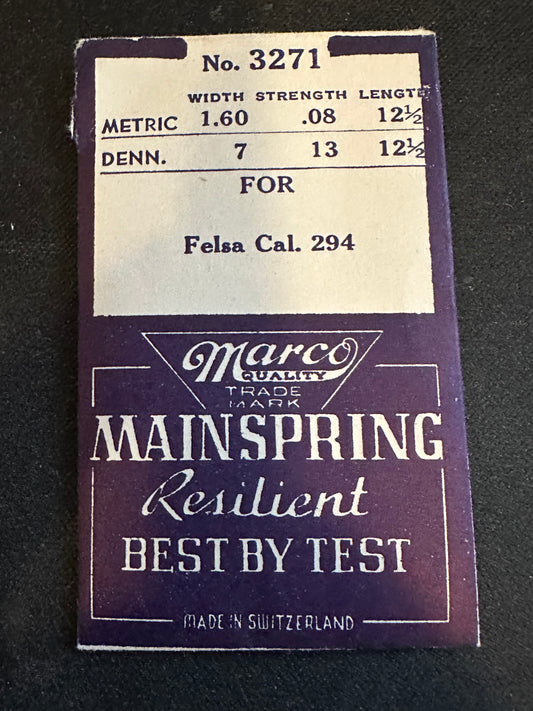 Marco Mainspring #3271 for Felsa caliber 294 - Steel