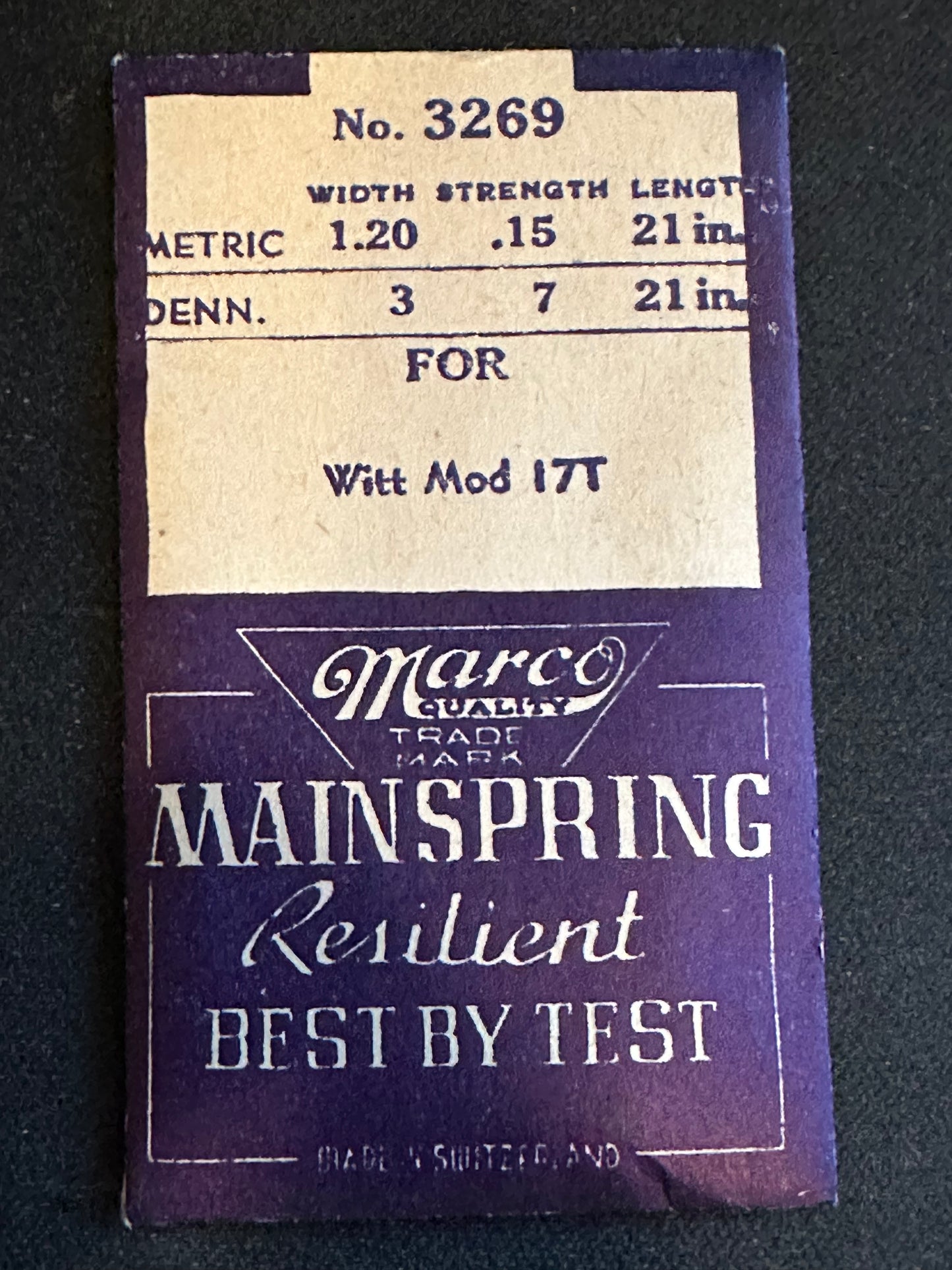 Marco Mainspring #3269 for Wittnauer Caliber 17T - Steel