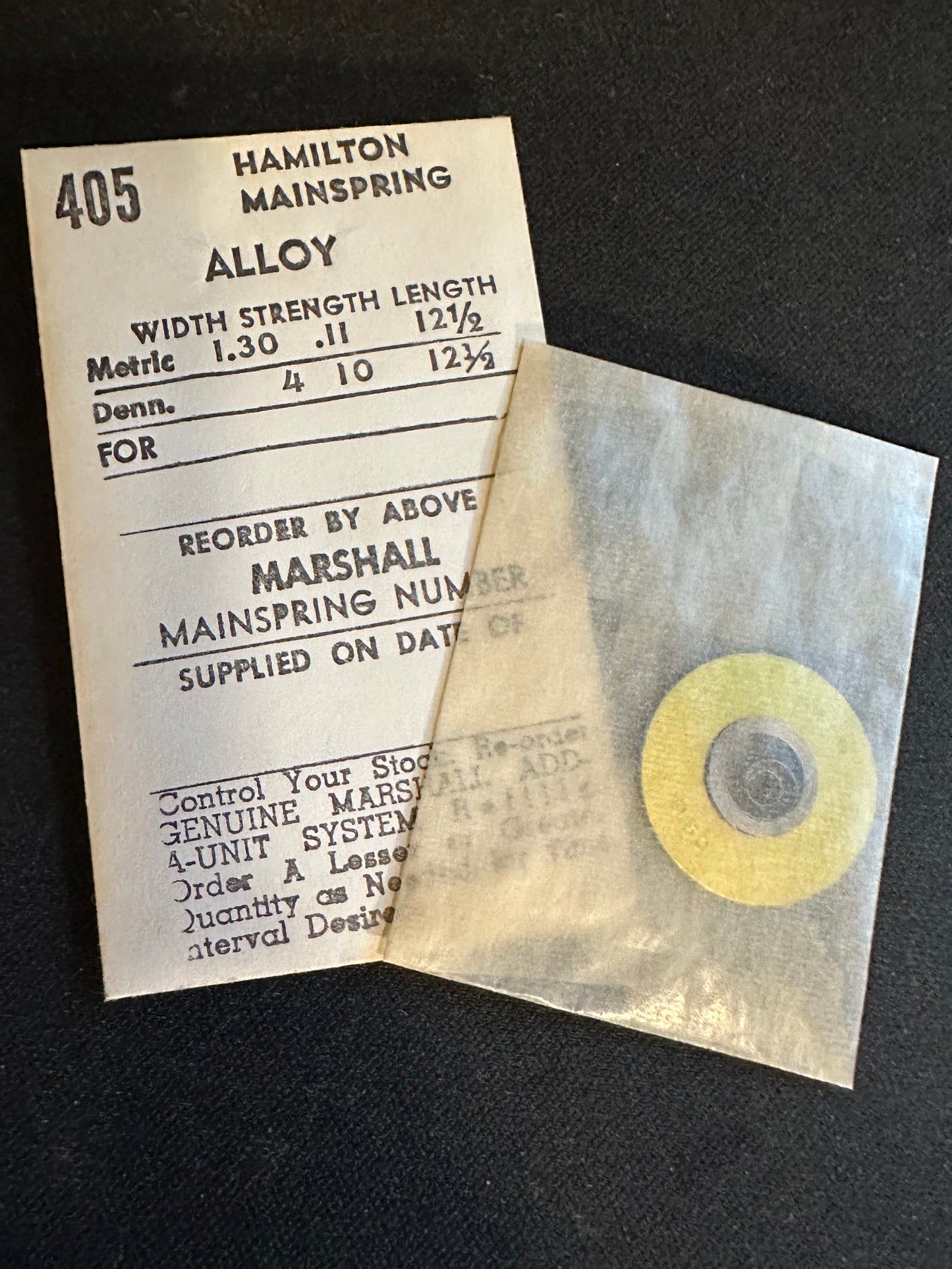 C&E Marshall Mainspring #405 for Hamilton 11½L grade 678, 688 No. 67821 / 716786 - Alloy