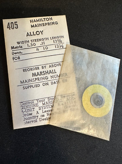 C&E Marshall Mainspring #405 for Hamilton 11½L grade 678, 688 No. 67821 / 716786 - Alloy