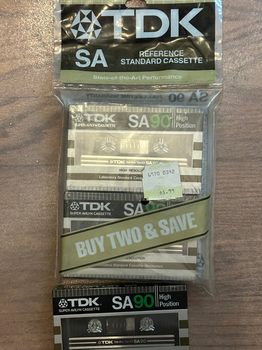 Lot of 3 TDK SA90 Blank Cassette Tapes new - sealed