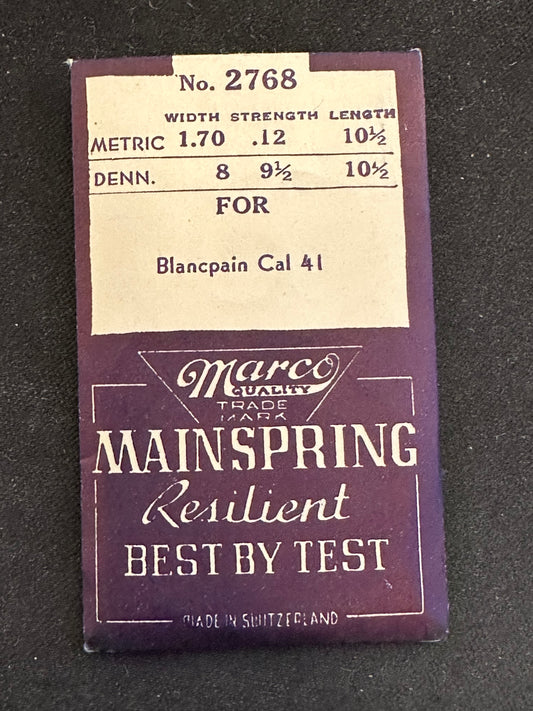 Marco Mainspring #2768 for Blancpain 41, MST 379 - 404 - Steel