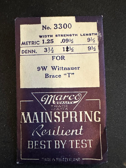 Marco Mainspring #3300 for Wittnauer Caliber 9W - Steel
