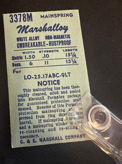Marco Marshalloy Mainspring 3378M for Longines caliber 25.17ABC, 9LT - Alloy