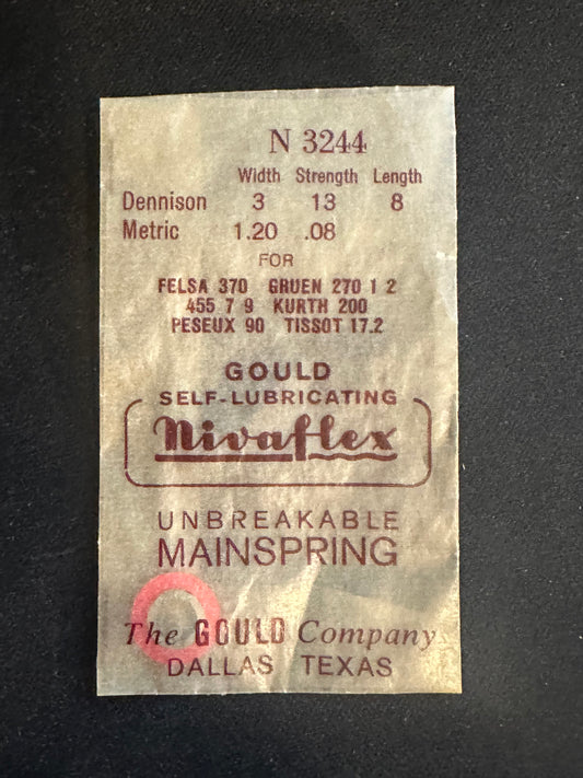 Nivaflex Unbreakable Mainspring N3244 for Felsa 370, Kurth 200, Peseux 90, Tissot 17.2 - Alloy