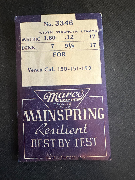 Marco Mainspring #3346 for Venus 150, 151, 152 Chronograph - Steel