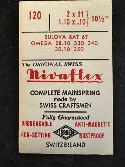 Nivaflex Mainspring #120 for Bulova 6AT, 6T, Omega 28.10, 330, 340, 30.10, 350 - Alloy