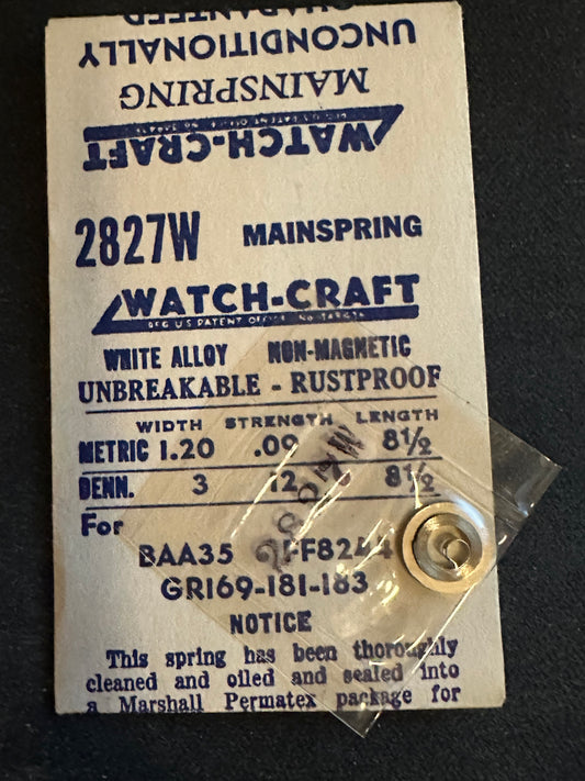 Watch-Craft Mainspring 2827W for Gruen 169, 181, 183, Buren 35, Tissot 13.6, 15.2 - Alloy