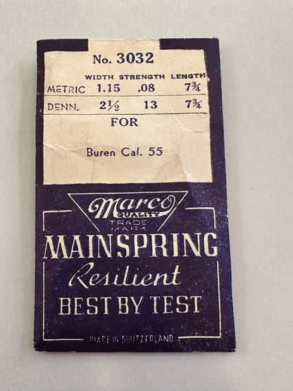 Marco Mainspring #3032 for Buren caliber 55 - Steel