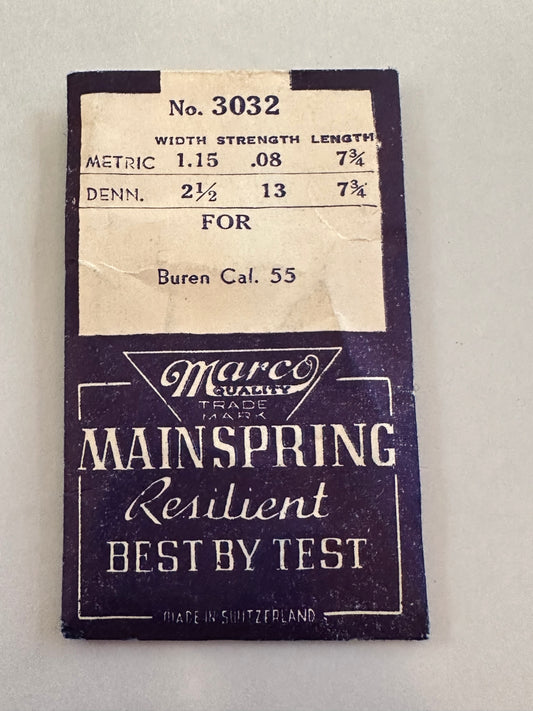 Marco Mainspring #3032 for Buren caliber 55 - Steel