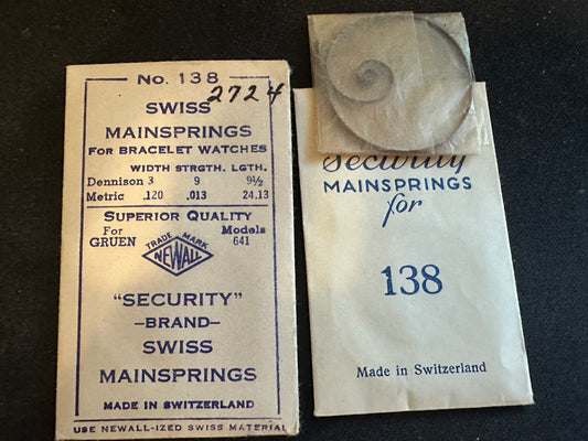Newall Security Mainspring #138 for Gruen caliber 641 - Steel