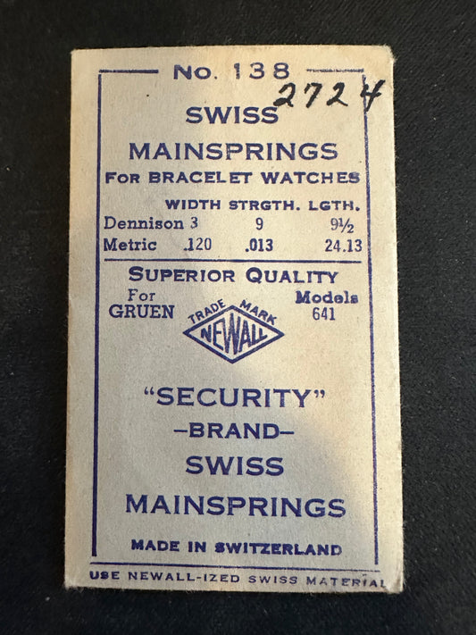 Newall Security Mainspring #138 for Gruen caliber 641 - Steel