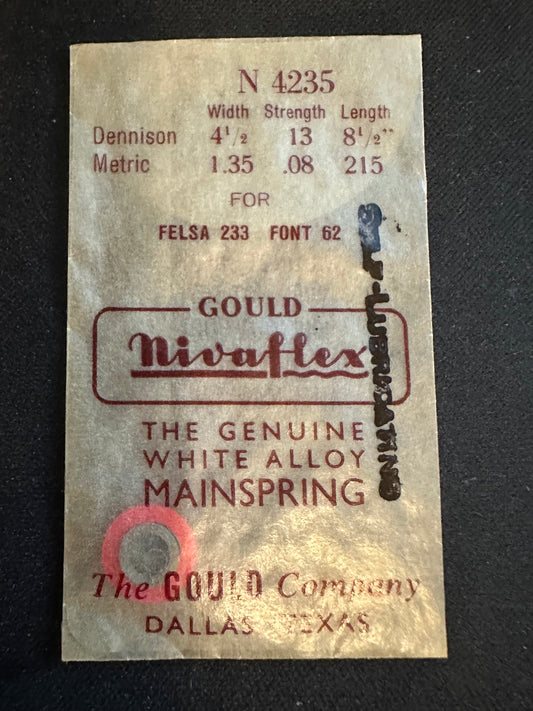 Nivaflex Unbreakable Mainspring N4235 for Felsa 233, Font 62 - Alloy
