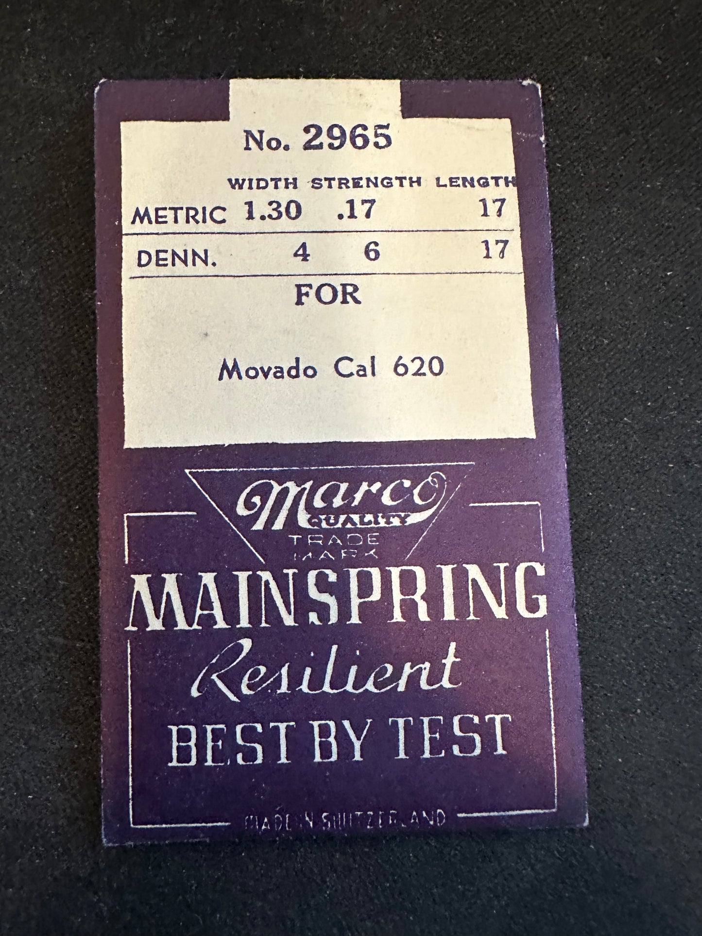 Marco Mainspring #2965 for Movado caliber 620 - Steel
