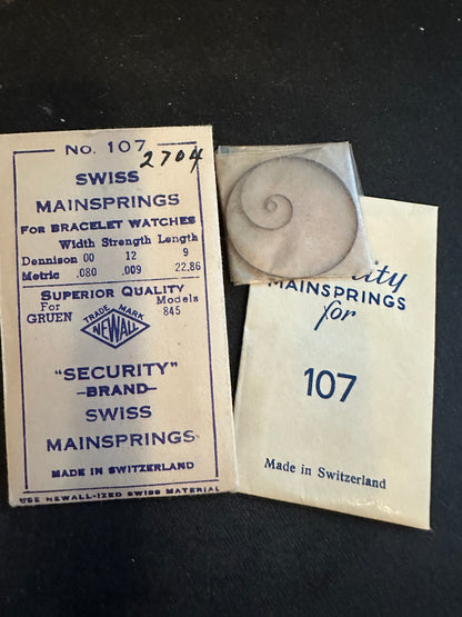 Newall Security Mainspring #107 for Gruen caliber 845 - Steel