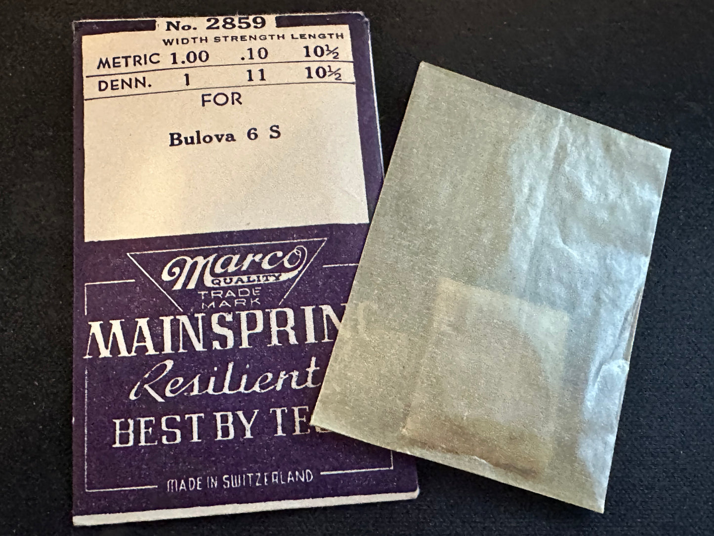 Marco Mainspring No. 2859 for Bulova caliber 6S - Steel