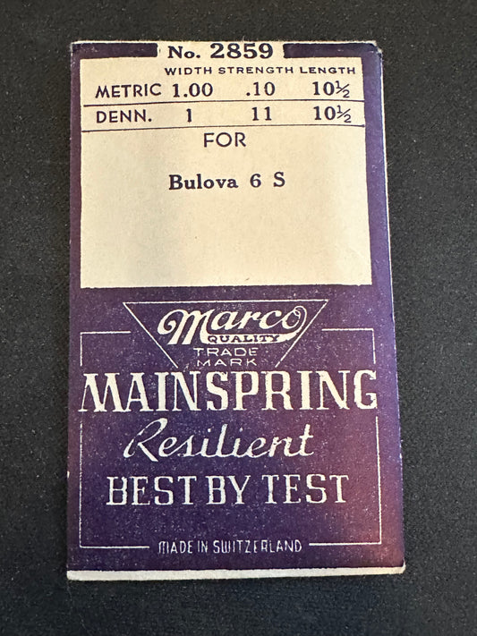 Marco Mainspring No. 2859 for Bulova caliber 6S - Steel