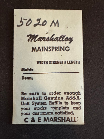 Marco Marshalloy Mainspring 5020M for Wittnauer 11AR, 11ARK, AS 1361, 1402 Automatic - Alloy