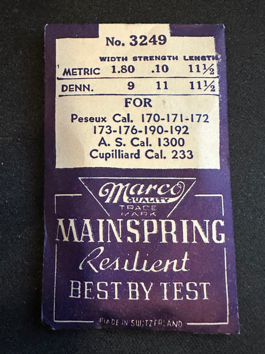Marco Mainspring #3249 for AS 1300, Cupilliard 233, Peseux 170 to 176 - Steel