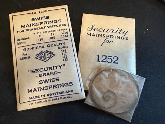 Newall Security Mainspring #1252 for Gruen caliber 115, 117, 119, 123 - Steel