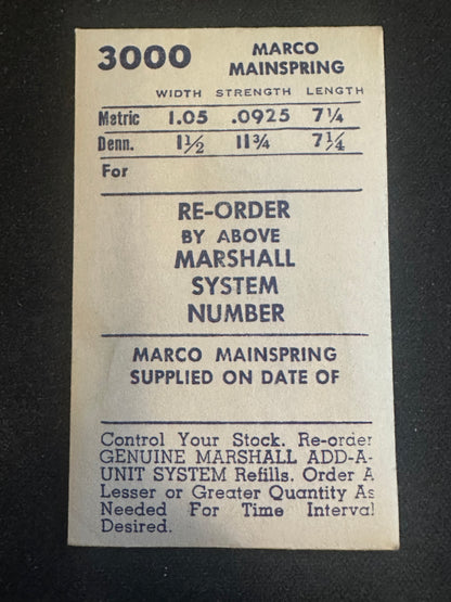 Marco Mainspring No. 3000 for Gruen 300, 350, 530, 531 - Steel