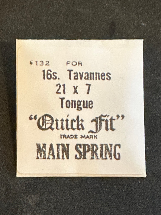 Quick-Fit Mainspring #132 for 16s Tavannes Admiral Pocket Watch - Steel