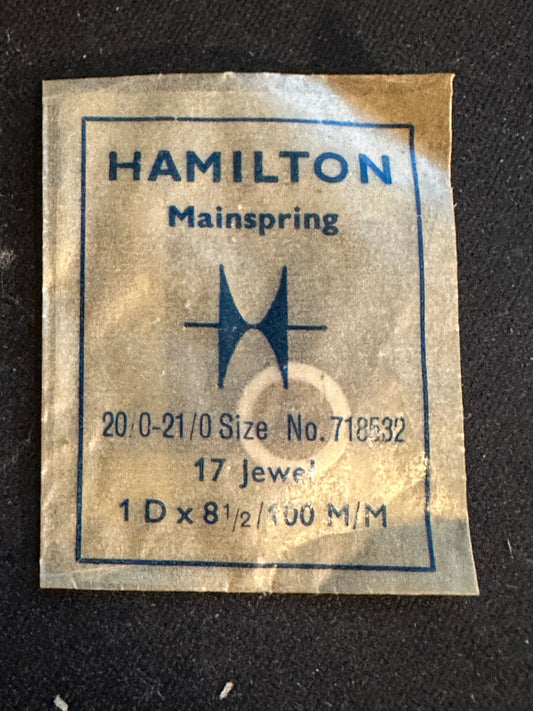 Hamilton Factory Mainspring for 20/0s & 21/0 Factory No. 718532 - Steel