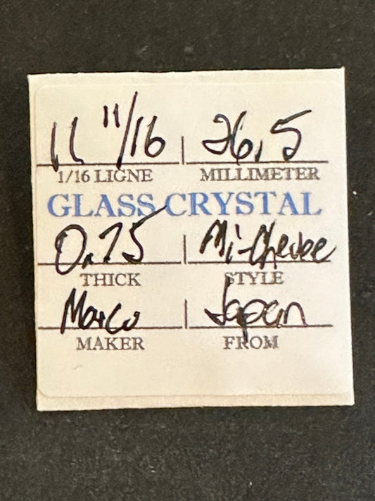 Marco Mi-Chevee Vintage Glass Small Pocket Watch Crystal 11-11/16 (26.5mm) - NOS