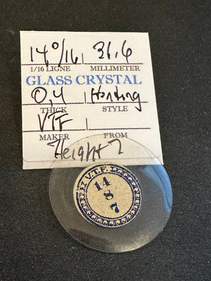 VTF Vintage Glass Hunting Case Watch Crystal 14-0/16 (~31.6mm) - NOS