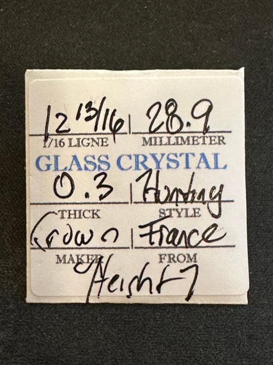 Crown Vintage Glass Hunting Case Watch Crystal 12-13/16 (~28.9mm) - NOS